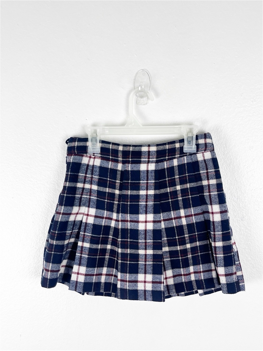 H &M Blue Plaid Pleated Wool Blend Mini Skirt Size 2 Boho Academia Preppy Casual